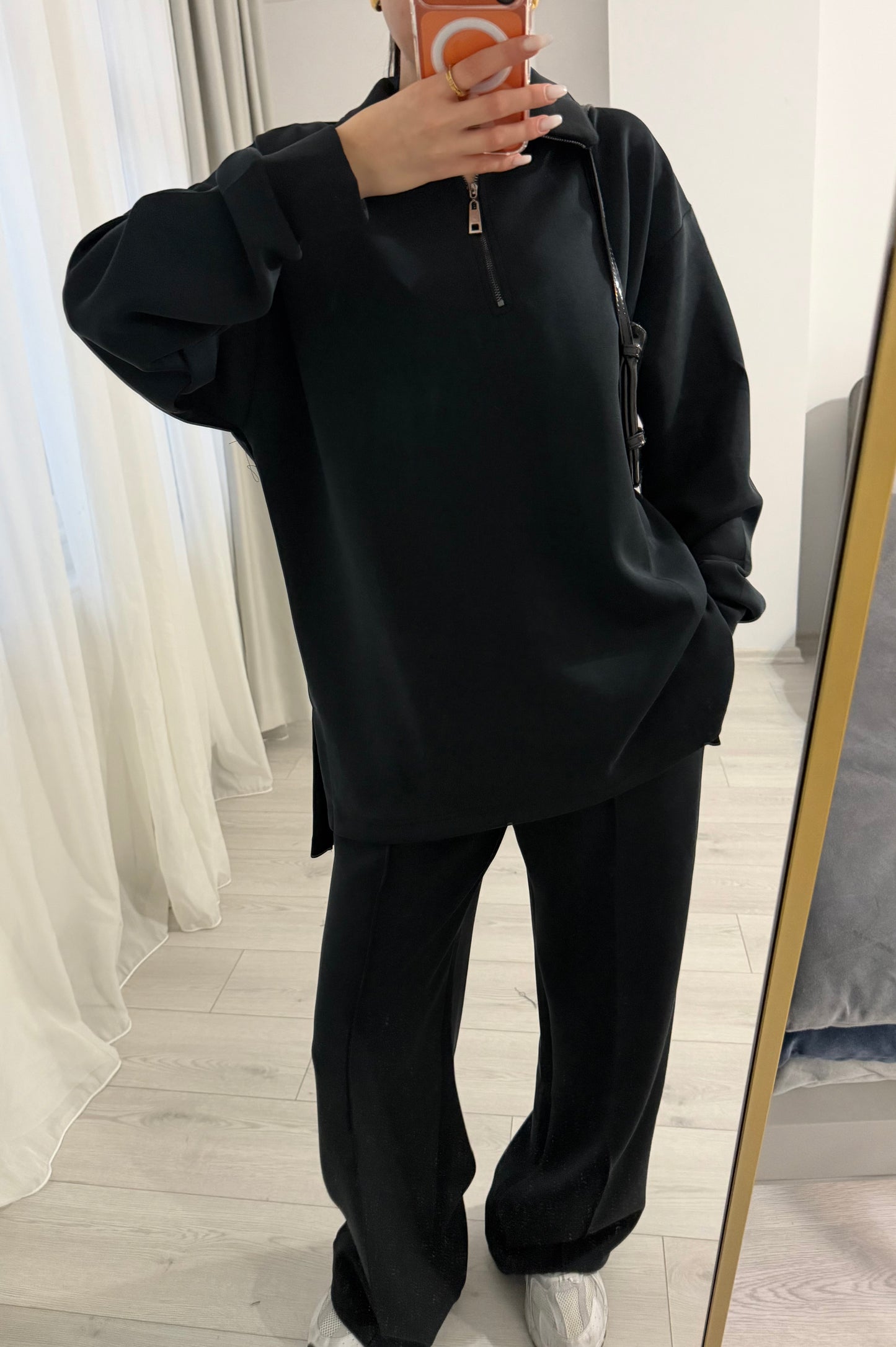 Premium Oysho fabric Two-Piece Set (smoky black)