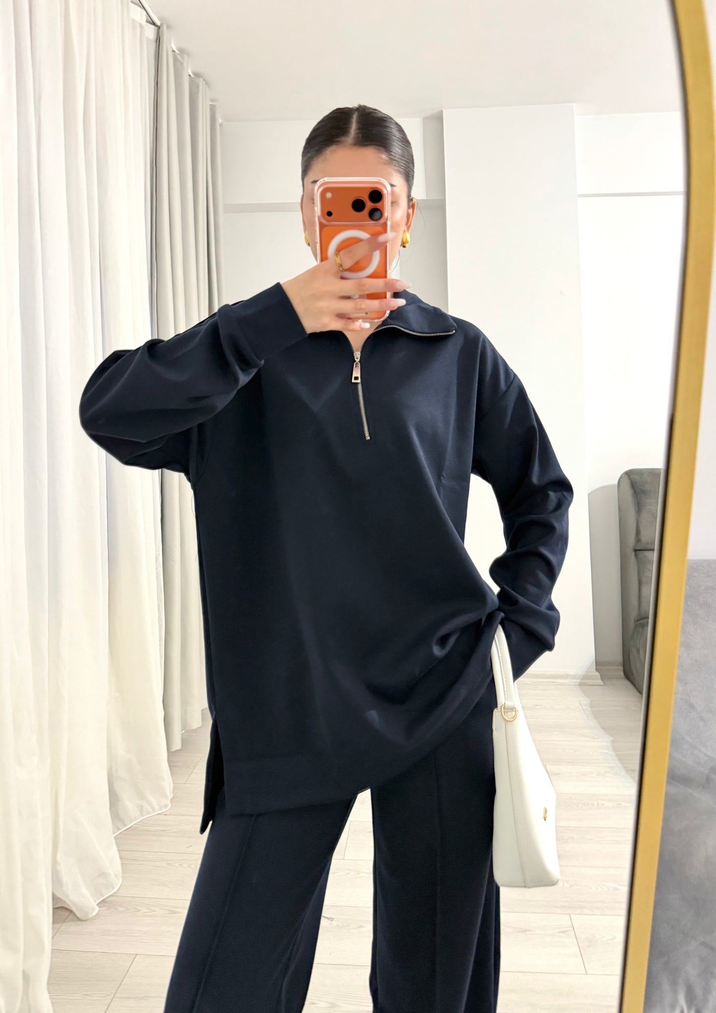 Premium Oysho fabric Two-Piece Set (navy blue)