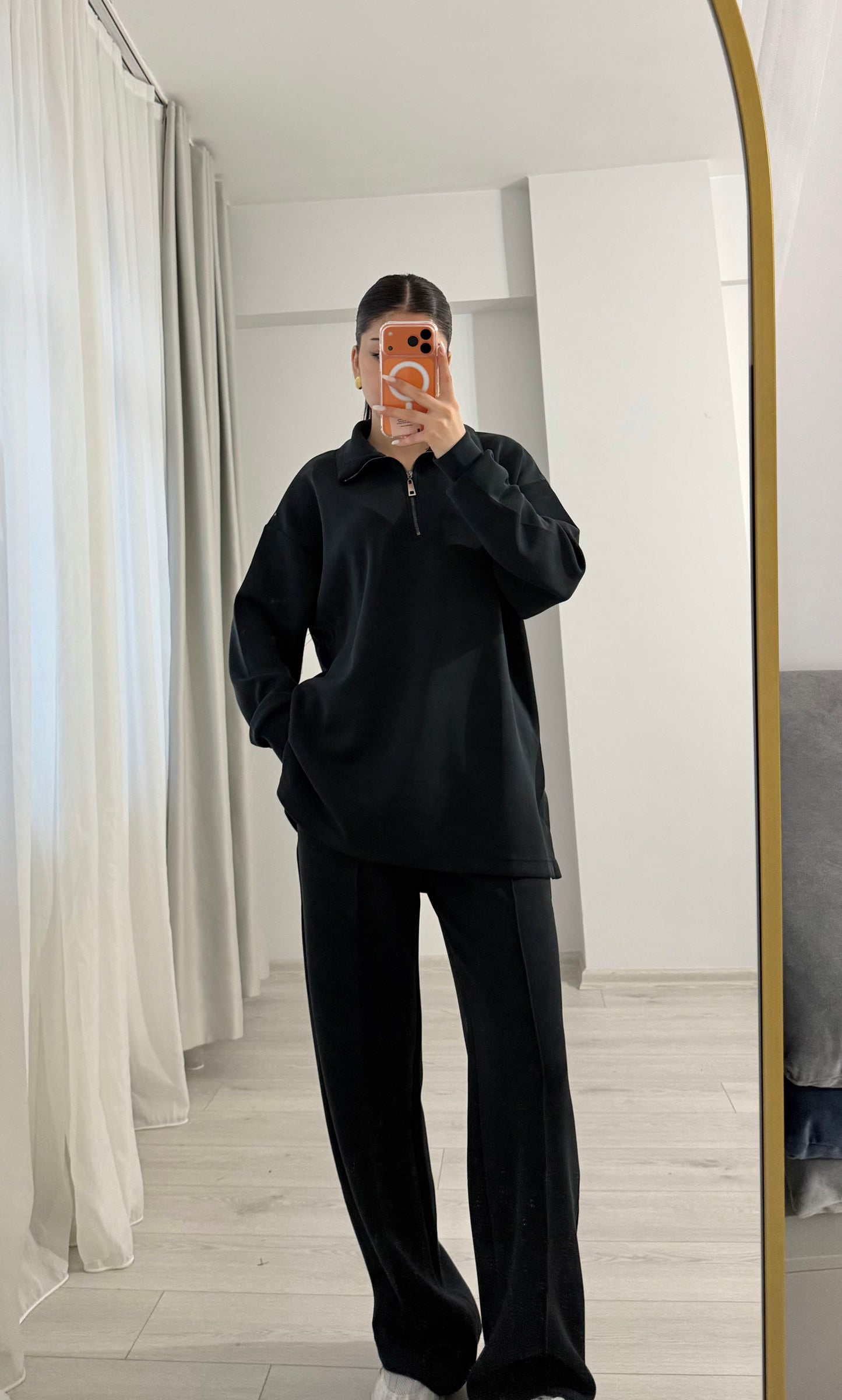 Premium Oysho fabric Two-Piece Set (smoky black)
