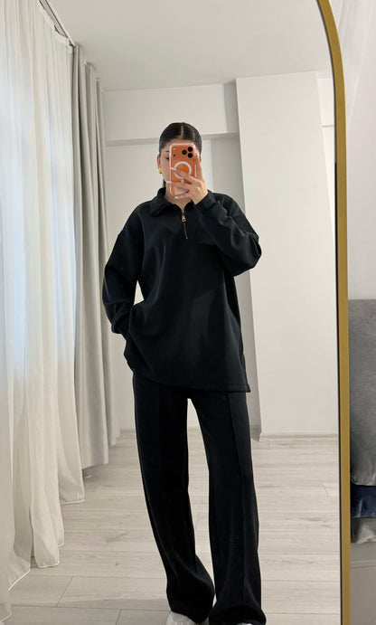 Premium Oysho fabric Two-Piece Set (smoky black)