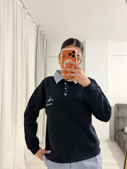 Fleece Sweatshirt with shirt details