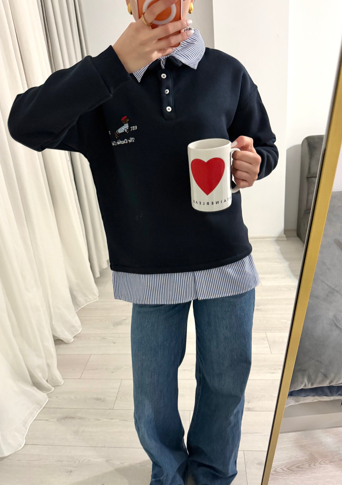 Fleece Sweatshirt with shirt details