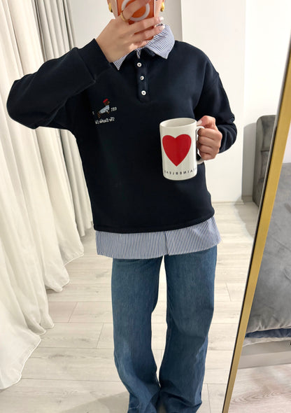 Fleece Sweatshirt with shirt details