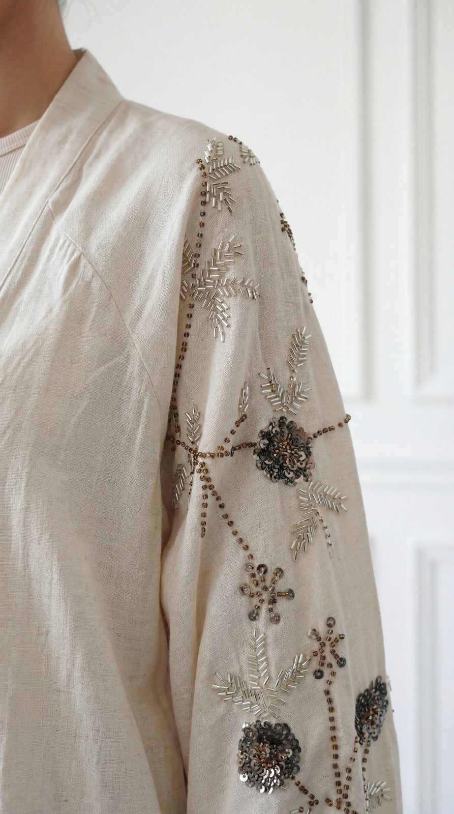 Sequined linen kimono Set