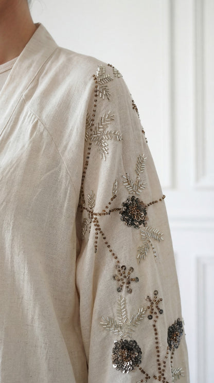 Sequined linen kimono Set