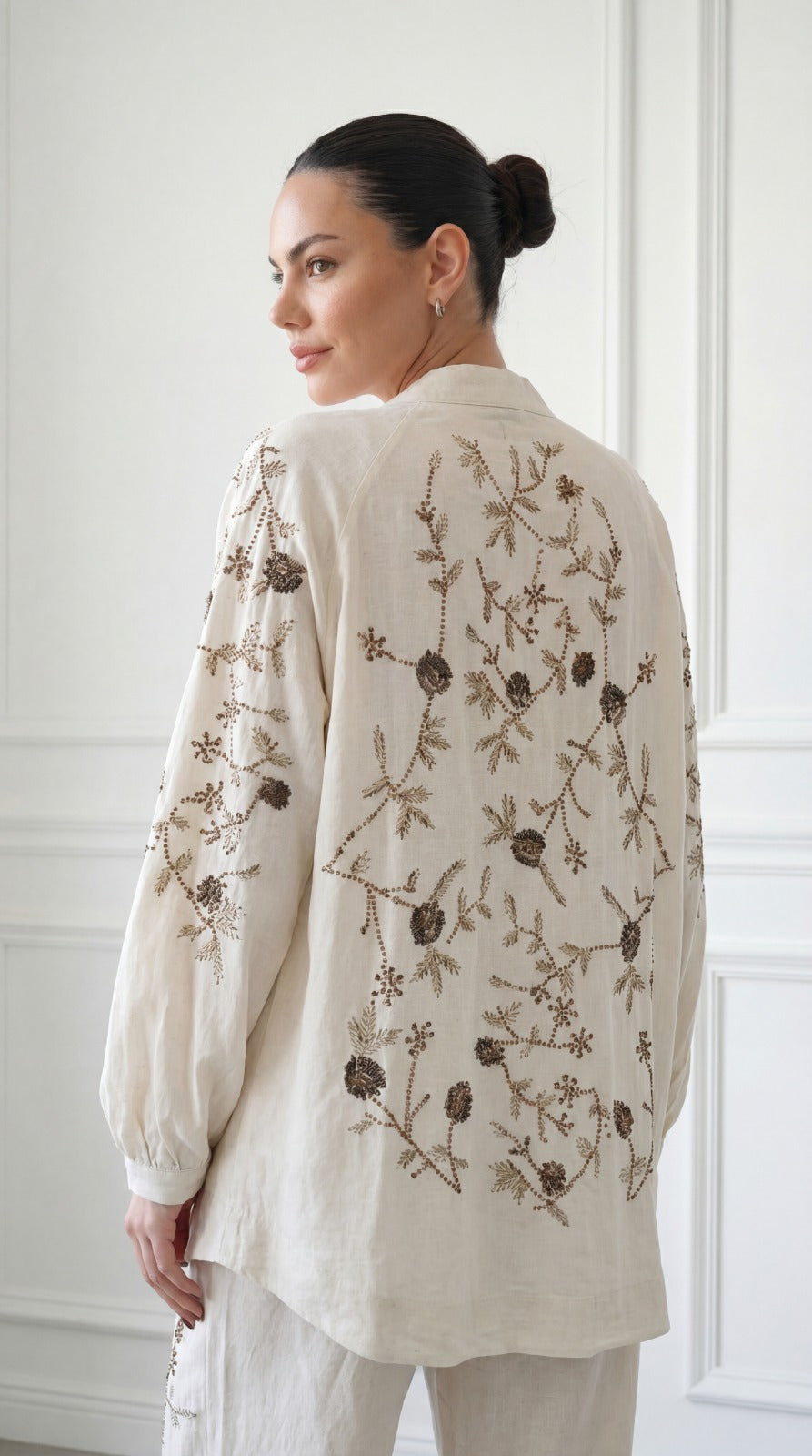 Sequined linen kimono Set