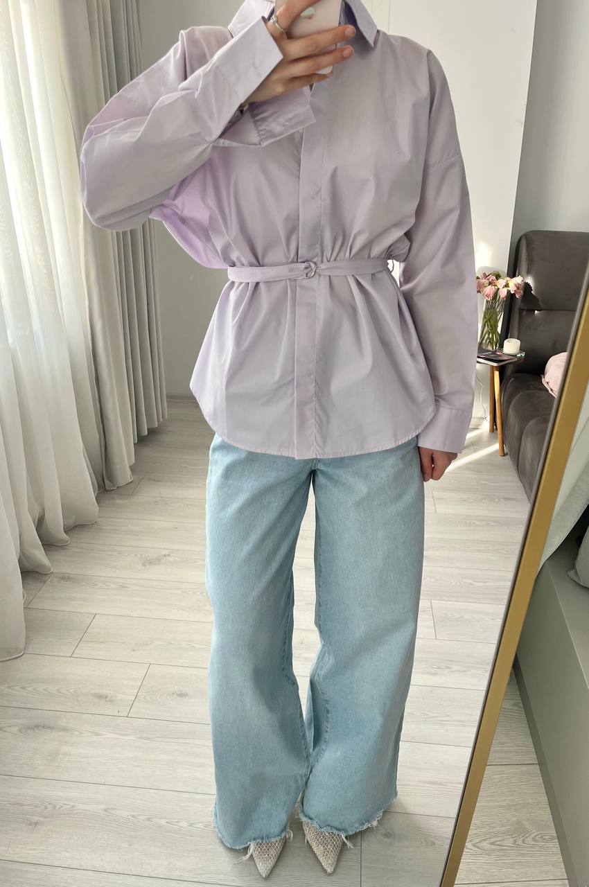Purple belt Detailed oversized women shirt
