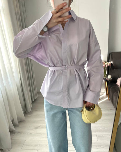 Purple belt Detailed oversized women shirt