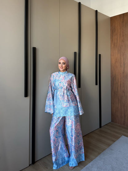 Printed satin set
