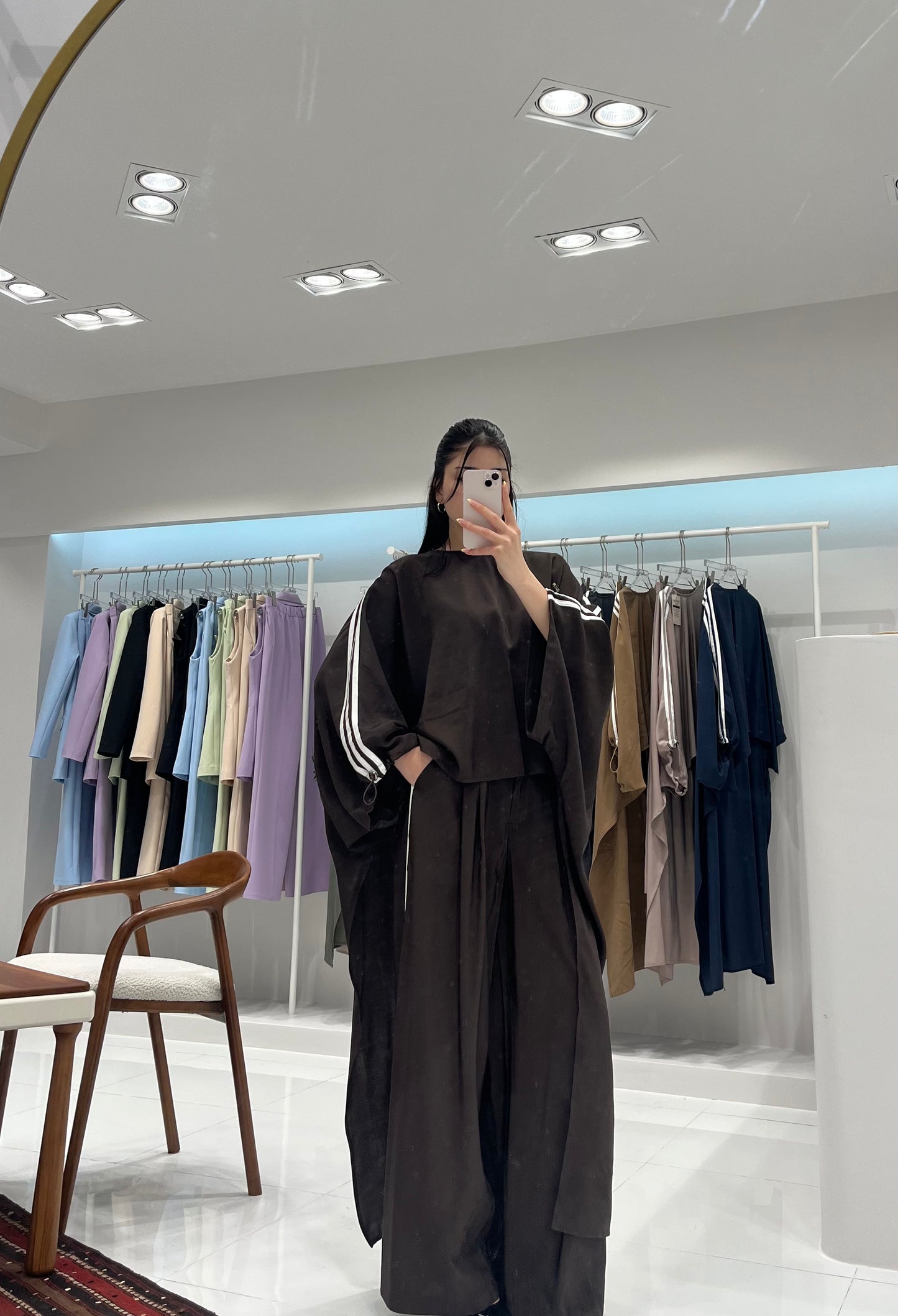 Oversized High-Low Top & Wide-Leg Pants Co-Ord Set - brown