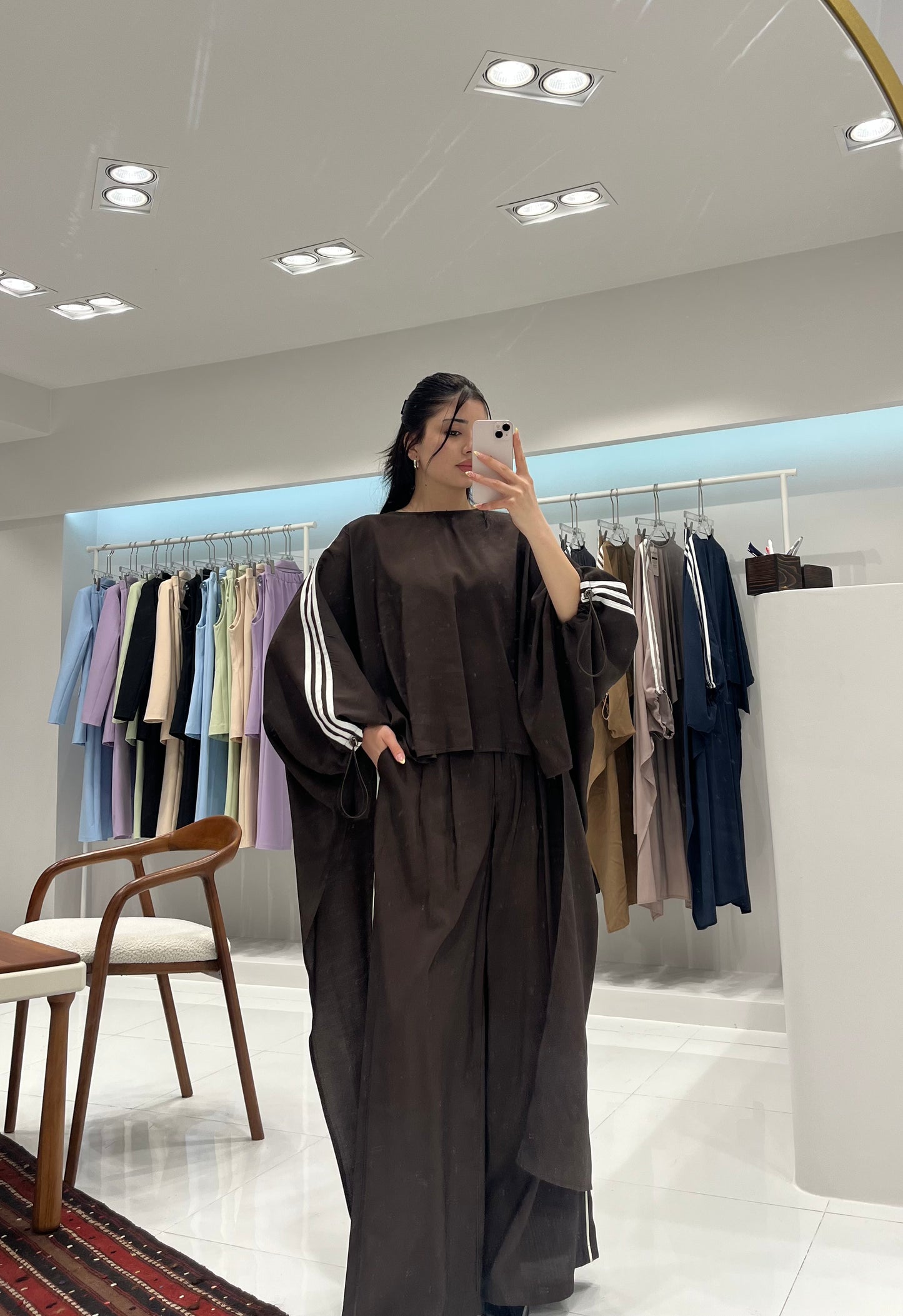 Oversized High-Low Top & Wide-Leg Pants Co-Ord Set - brown