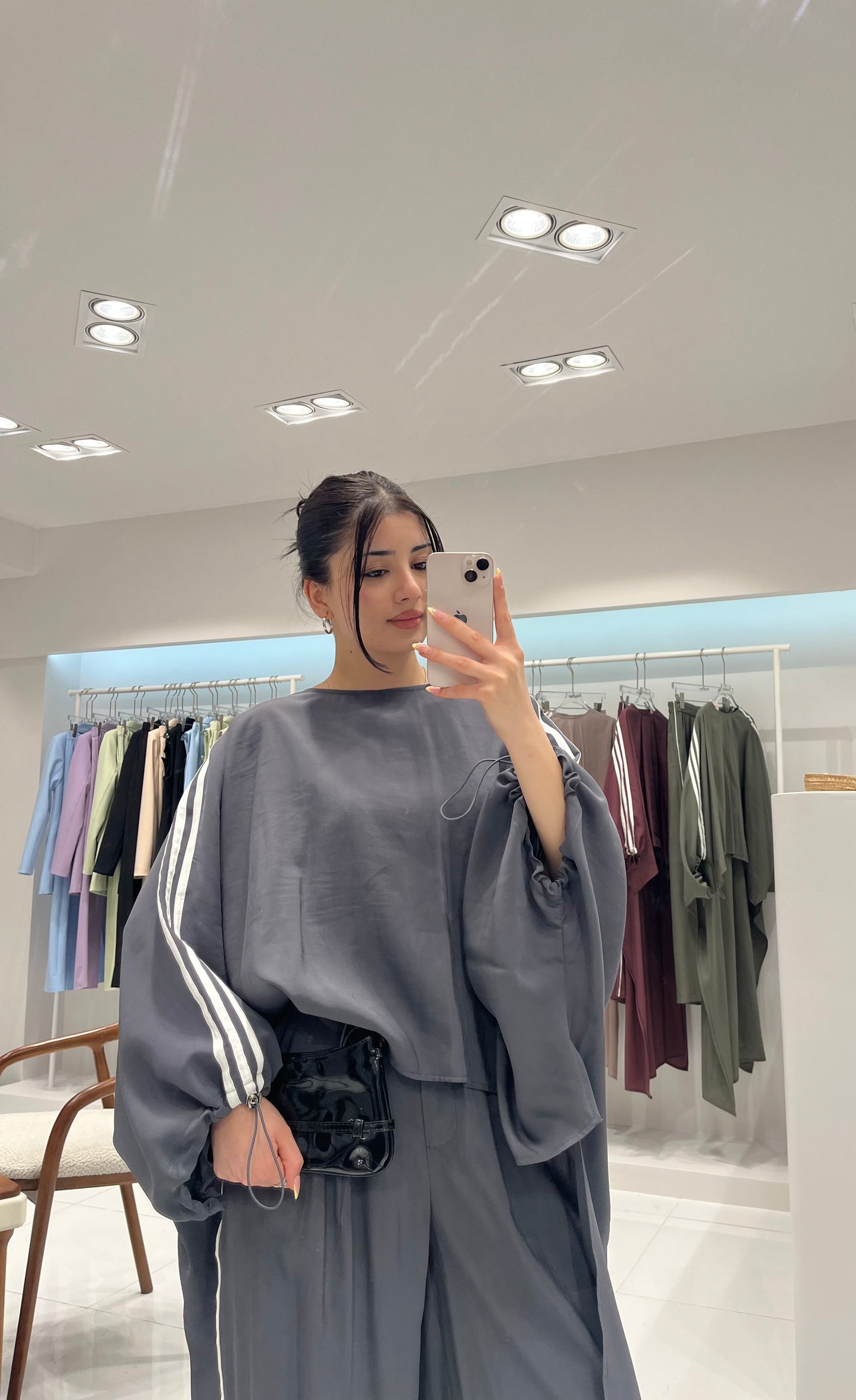Oversized High-Low Top & Wide-Leg Pants Co-Ord Set - dark grey
