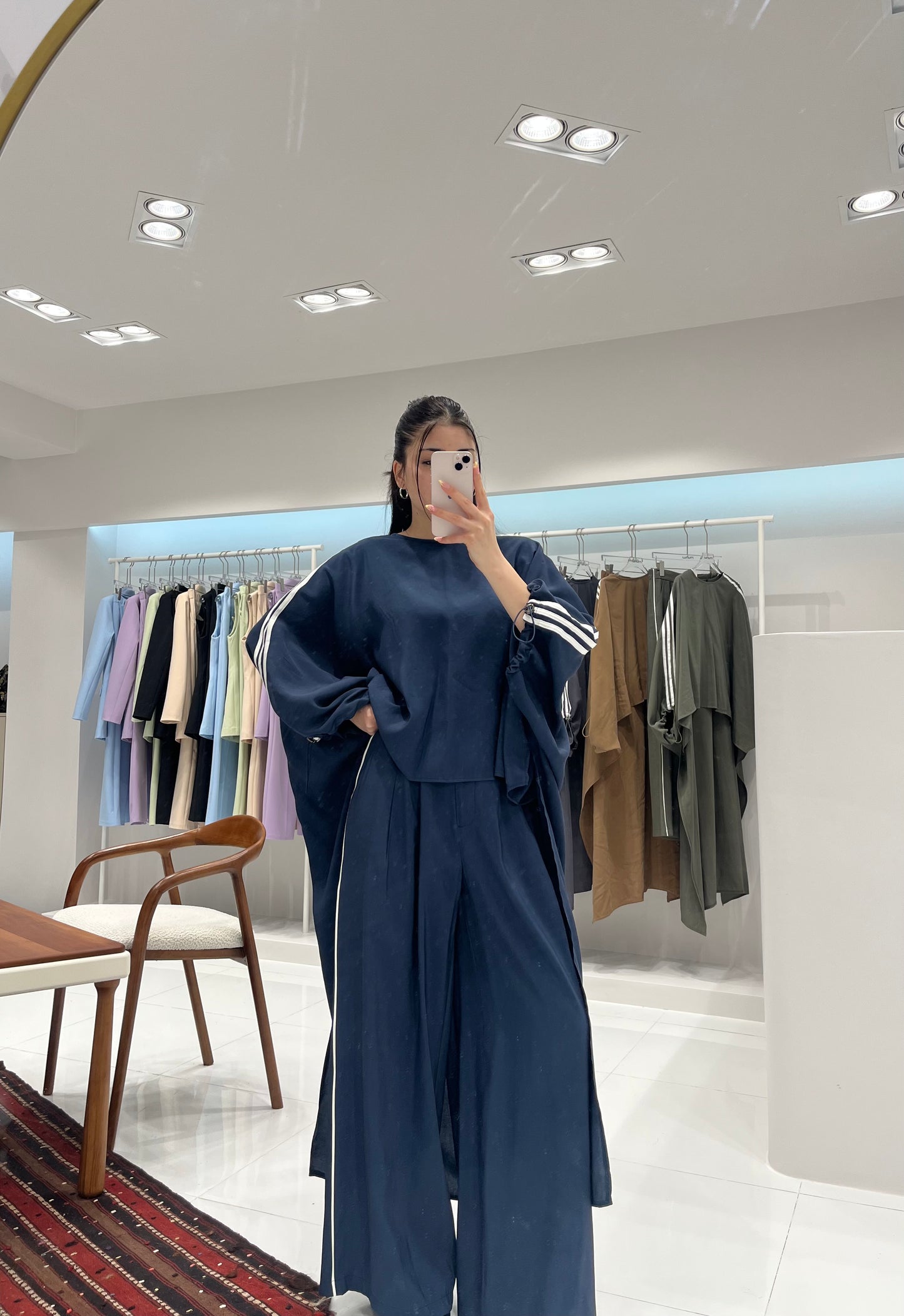 Oversized High-Low Top & Wide-Leg Pants Co-Ord Set - royal blue