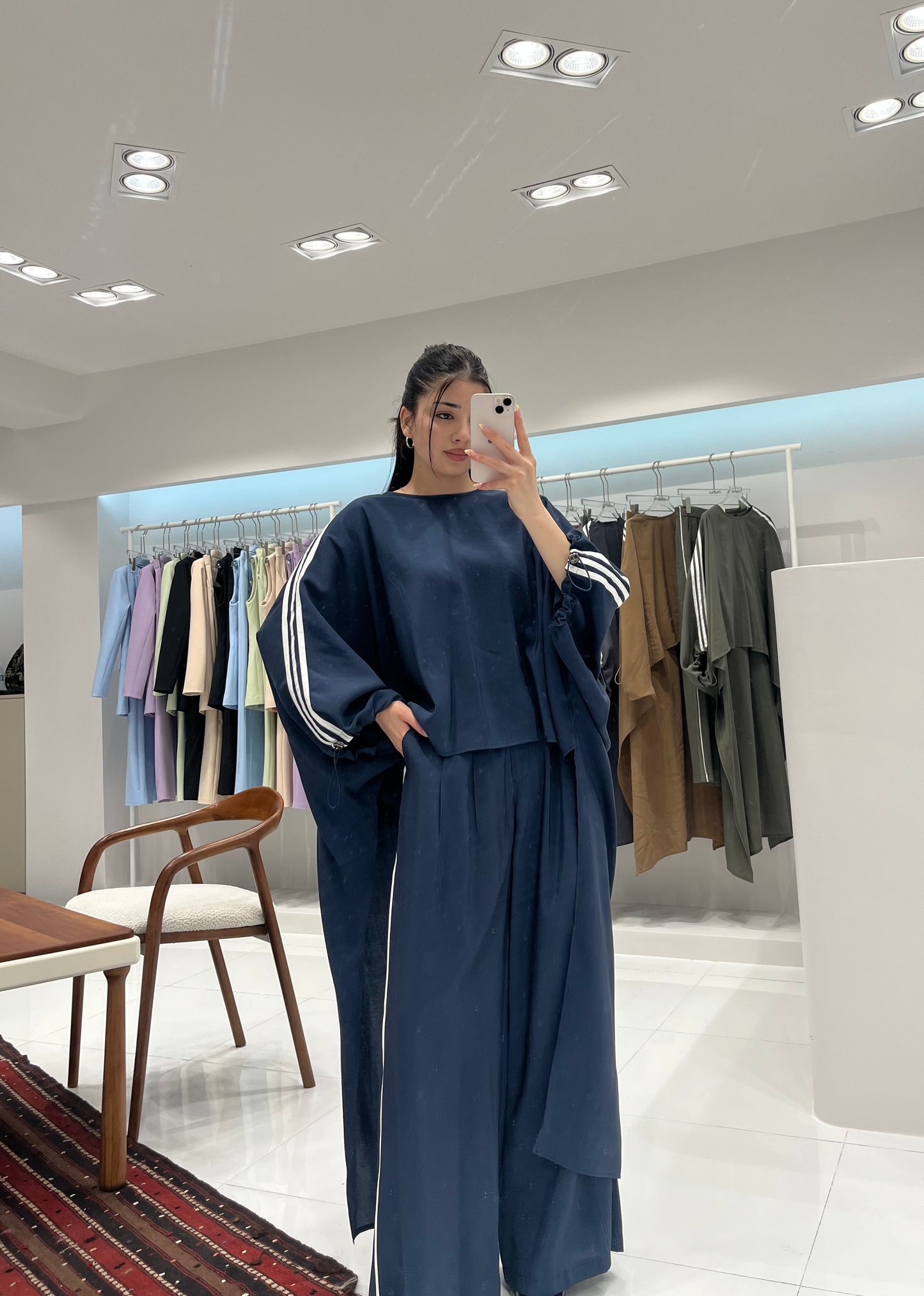 Oversized High-Low Top & Wide-Leg Pants Co-Ord Set - royal blue