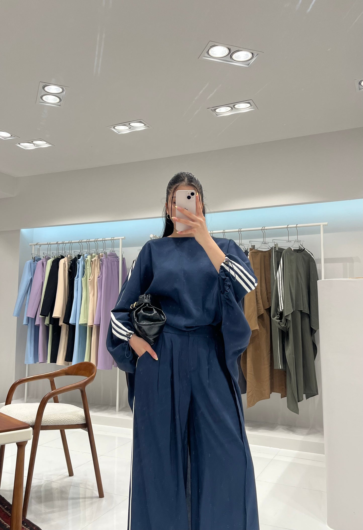 Oversized High-Low Top & Wide-Leg Pants Co-Ord Set - royal blue