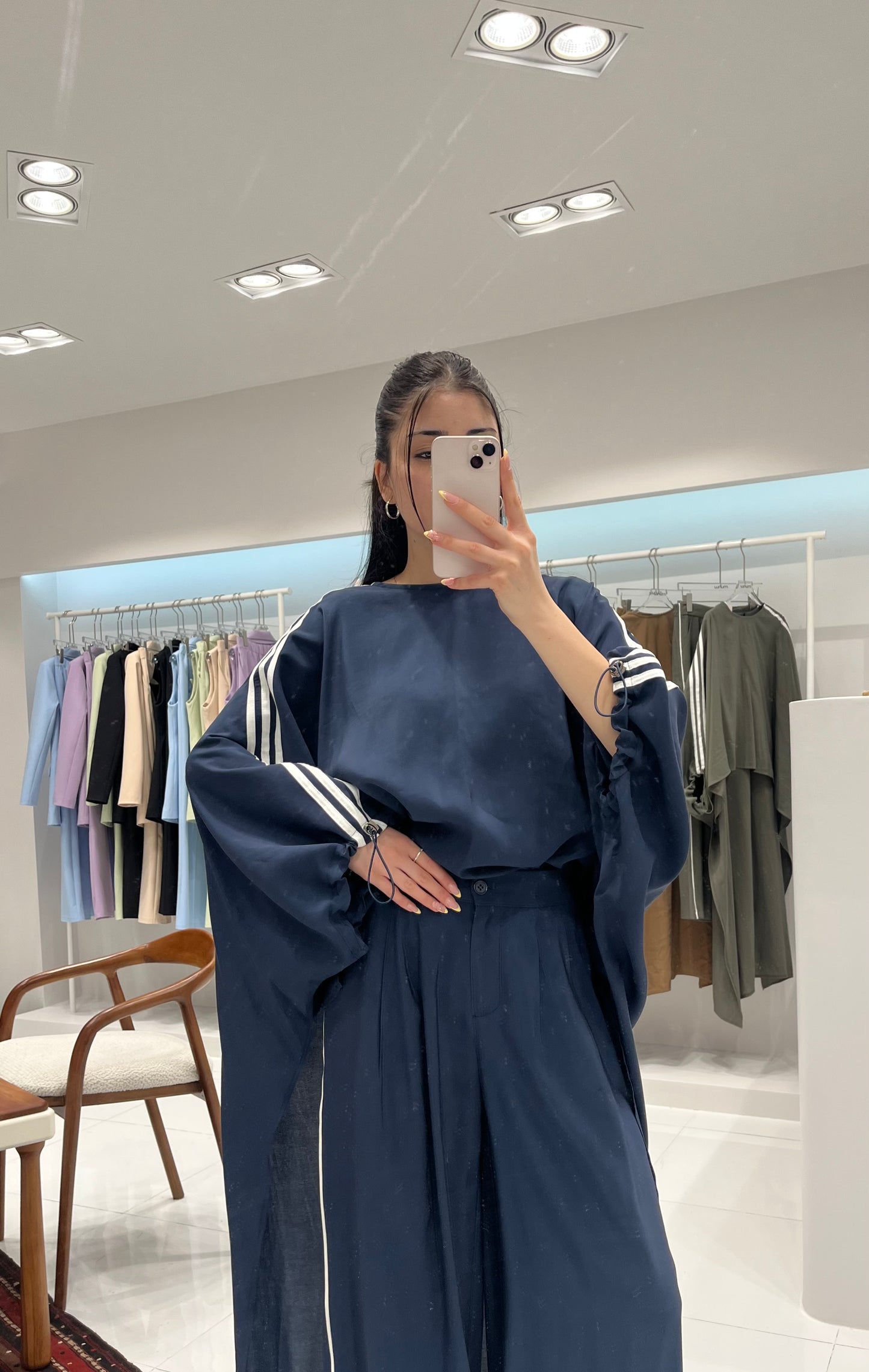 Oversized High-Low Top & Wide-Leg Pants Co-Ord Set - royal blue