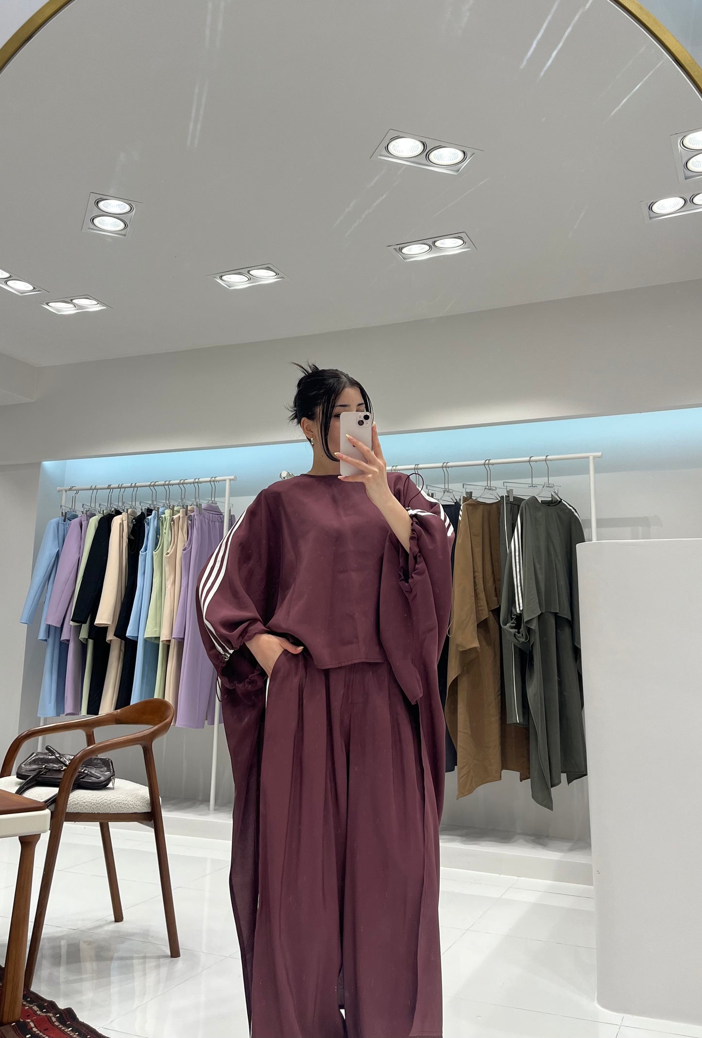 Oversized High-Low Top & Wide-Leg Pants Co-Ord Set burgundy