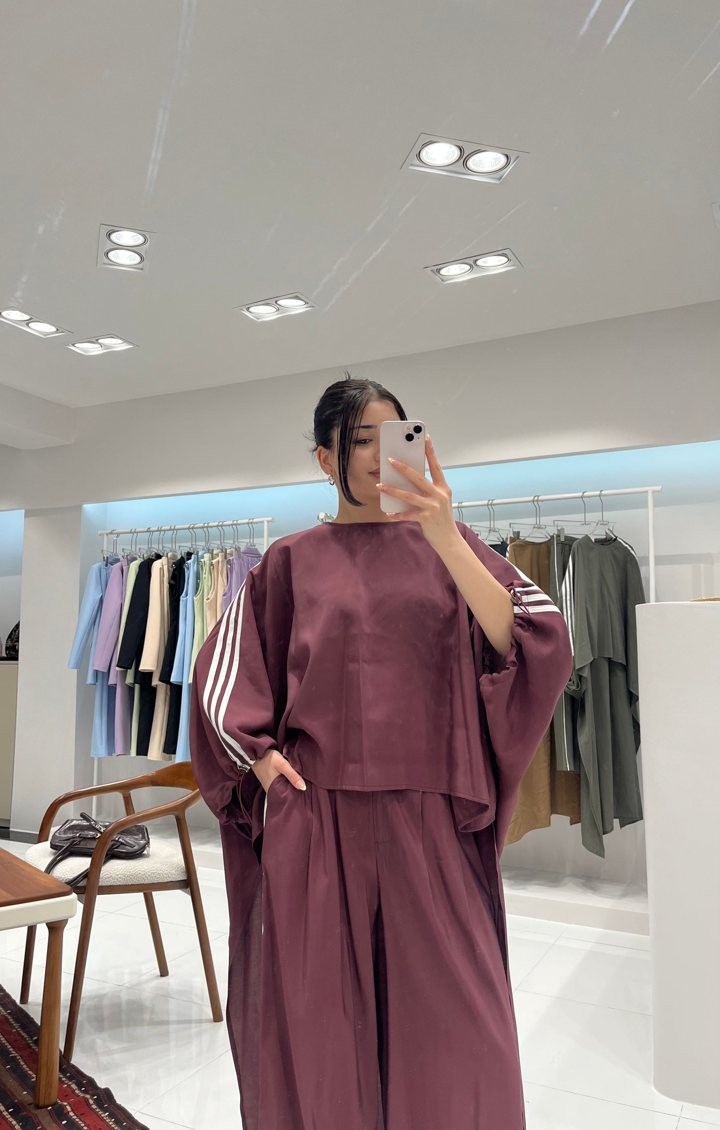 Oversized High-Low Top & Wide-Leg Pants Co-Ord Set burgundy