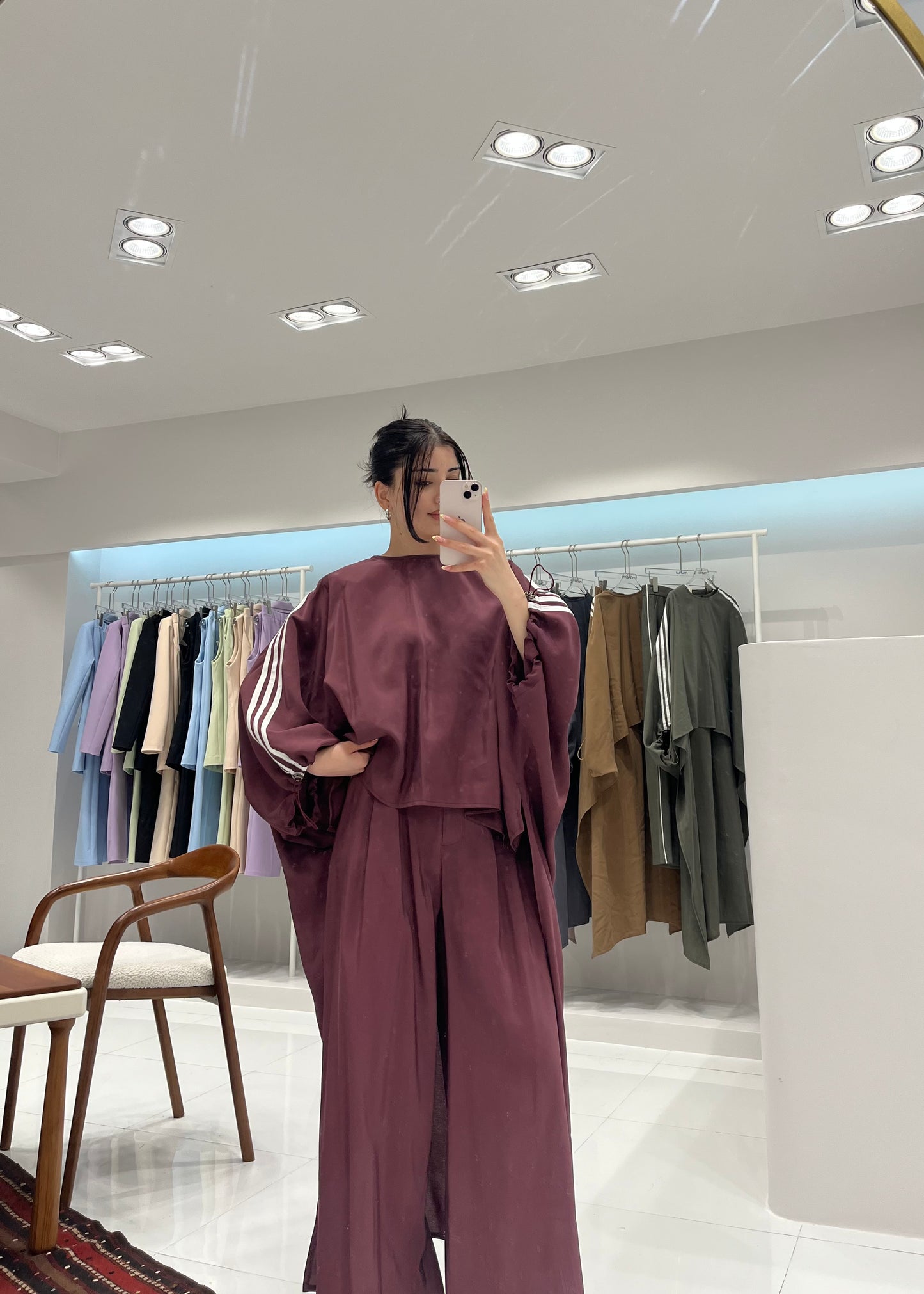 Oversized High-Low Top & Wide-Leg Pants Co-Ord Set burgundy