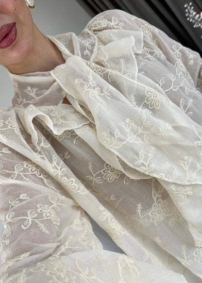 Embroidered Elegant Shirt Beige