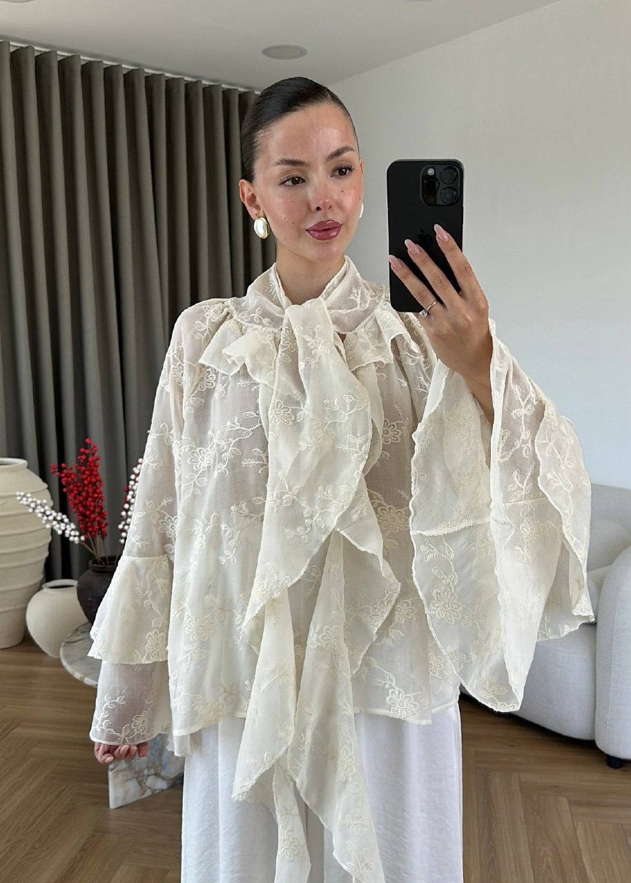 Embroidered Elegant Shirt Beige