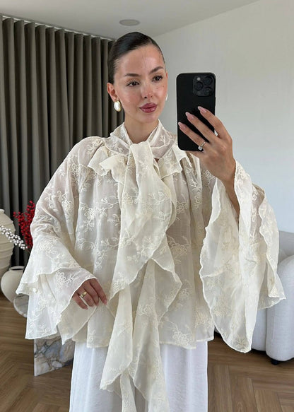 Embroidered Elegant Shirt Beige