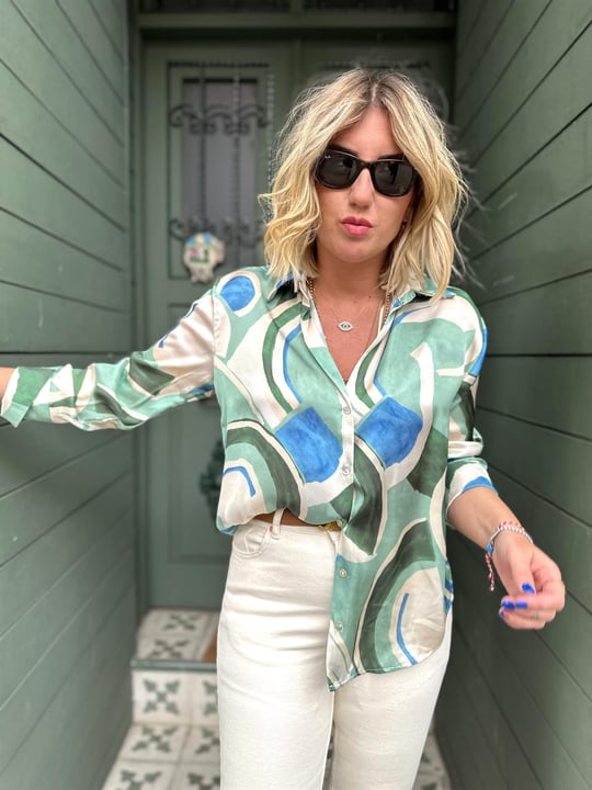 Printed satin shirt