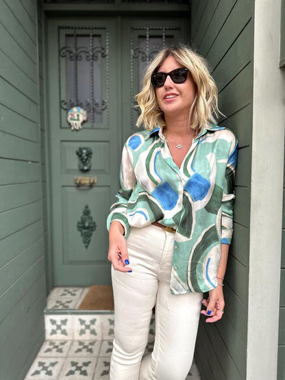 Printed satin shirt