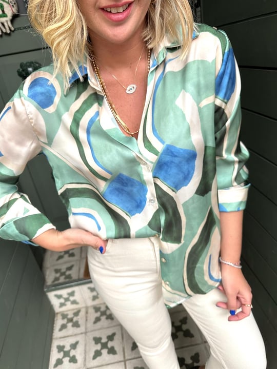 Printed satin shirt