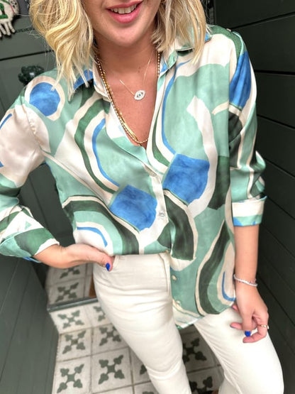 Printed satin shirt