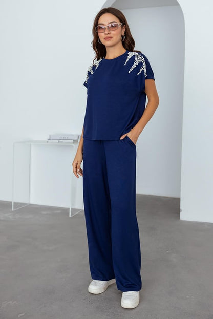 Oysho fabric suit studded with stones