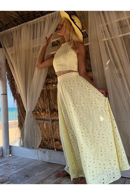 Openwork embroidery Two-Piece set