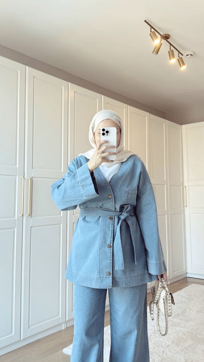 Belted kimono jeans co-ord set