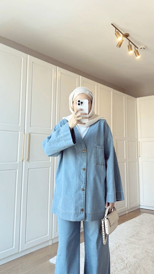 Belted kimono jeans co-ord set
