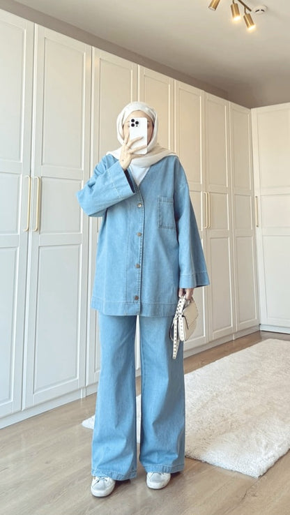 Belted kimono jeans co-ord set