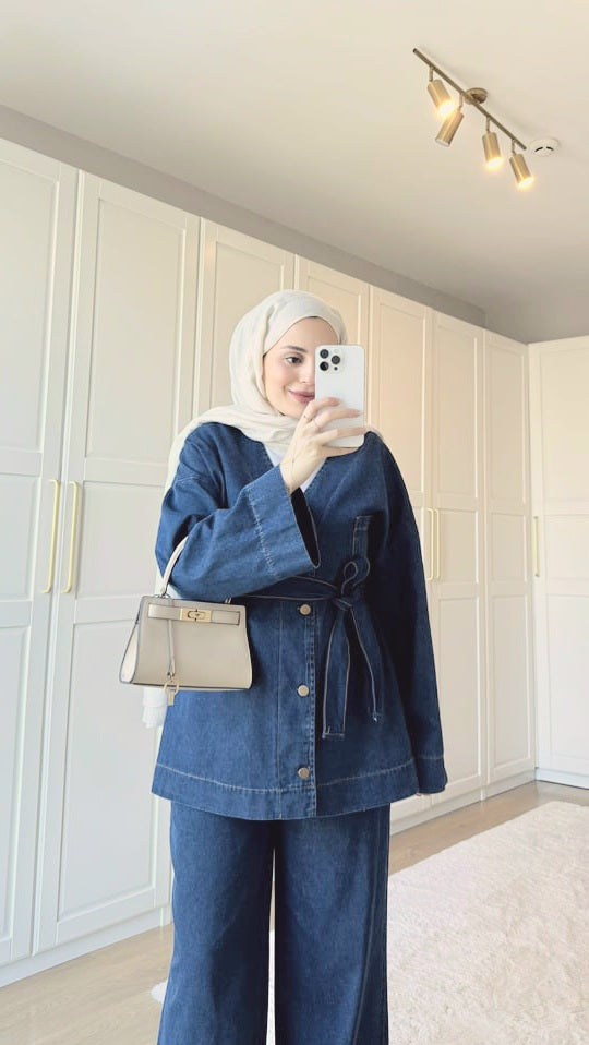Belted Kimono jeans co-ord set