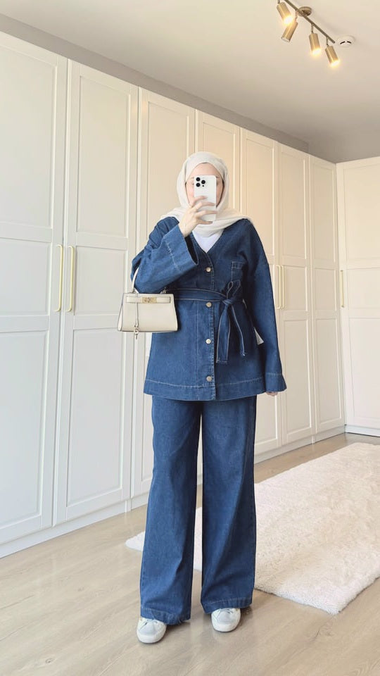 Belted Kimono jeans co-ord set