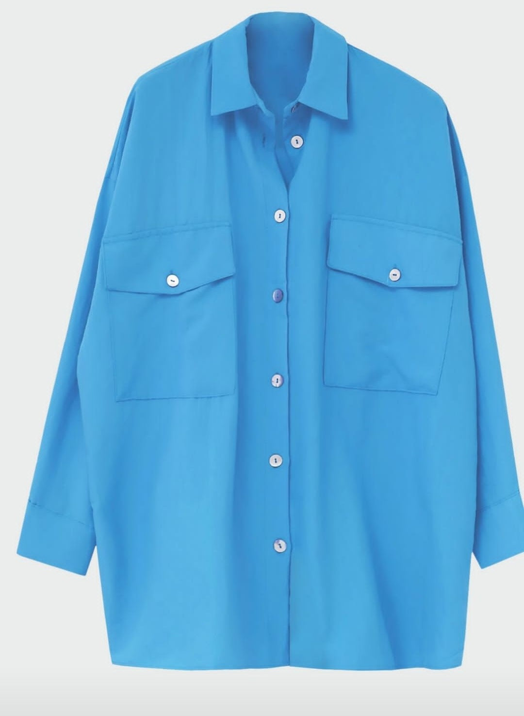 Silky fabric double pocket shirt