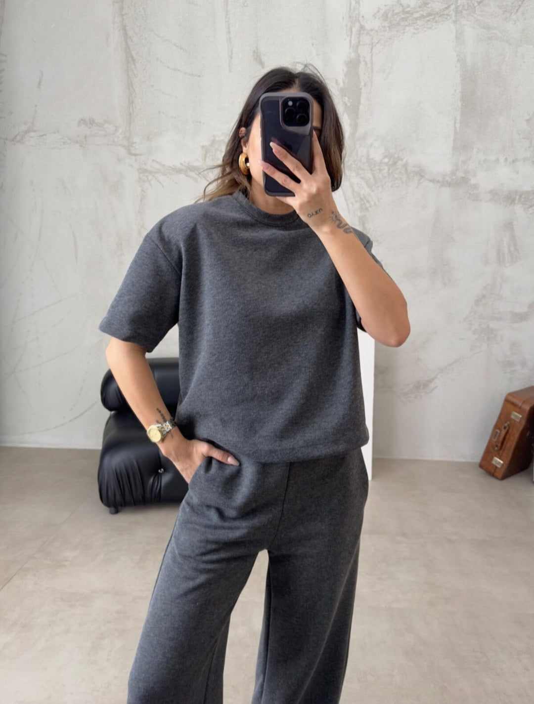 Short sleeve premium cotton tracksuit
