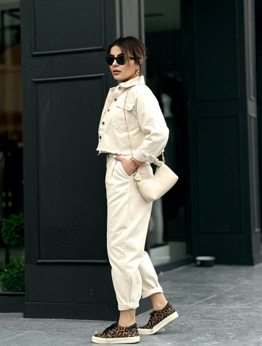 Beige jeans co-ord set