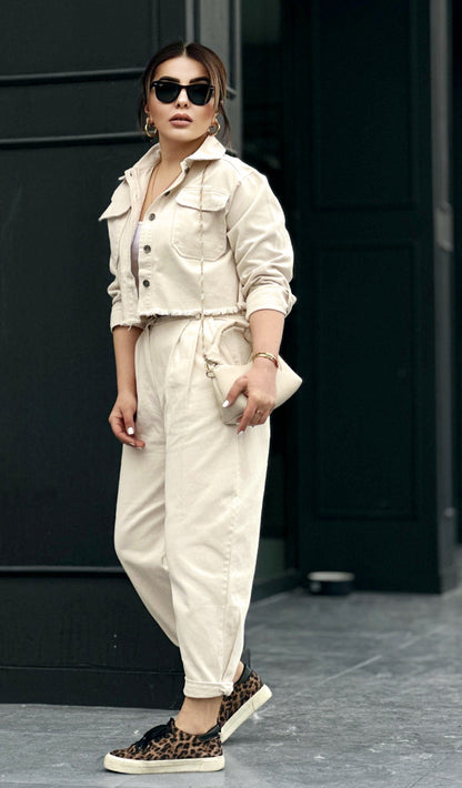 Beige jeans co-ord set
