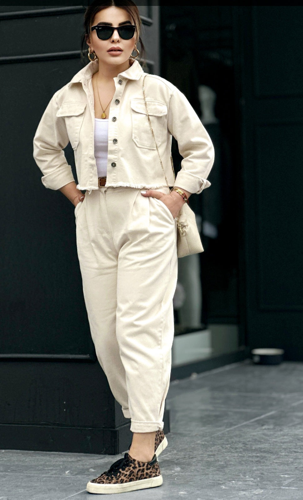 Beige jeans co-ord set
