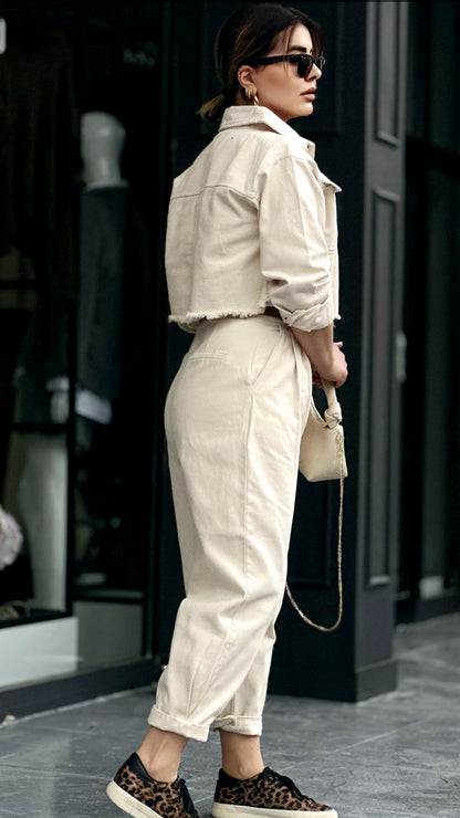 Beige jeans co-ord set