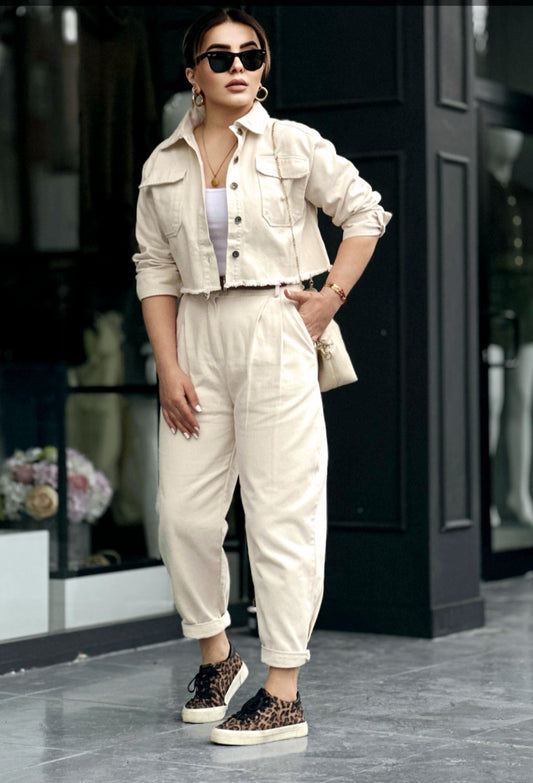 Beige jeans co-ord set