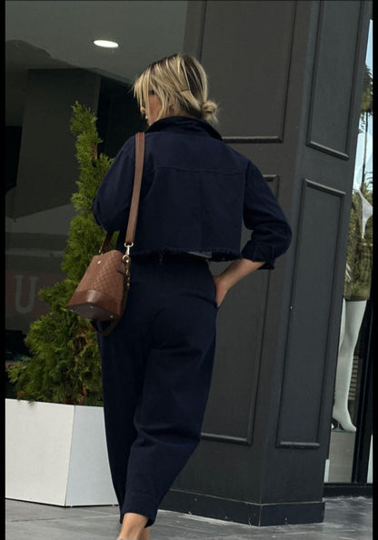 Navy blue jeans co-ord set