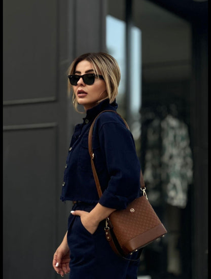 Navy blue jeans co-ord set