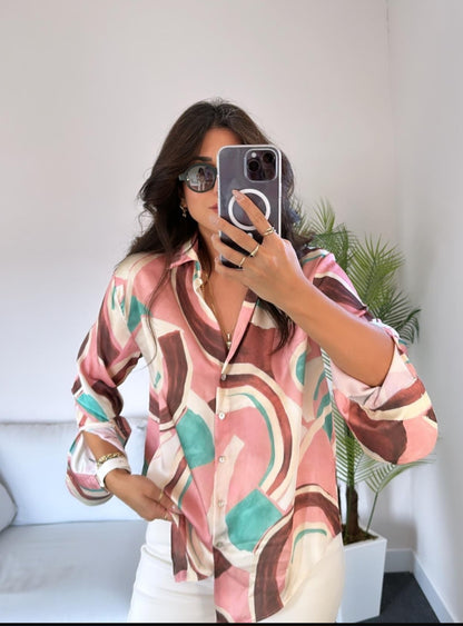 Printed satin shirt