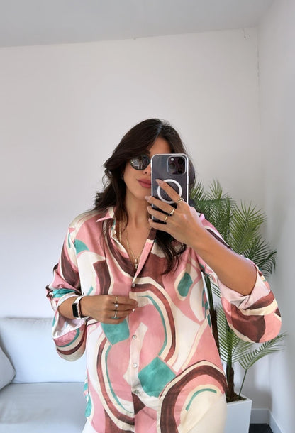 Printed satin shirt