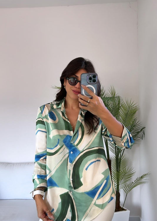 Printed satin shirt