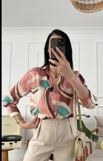 Printed satin shirt